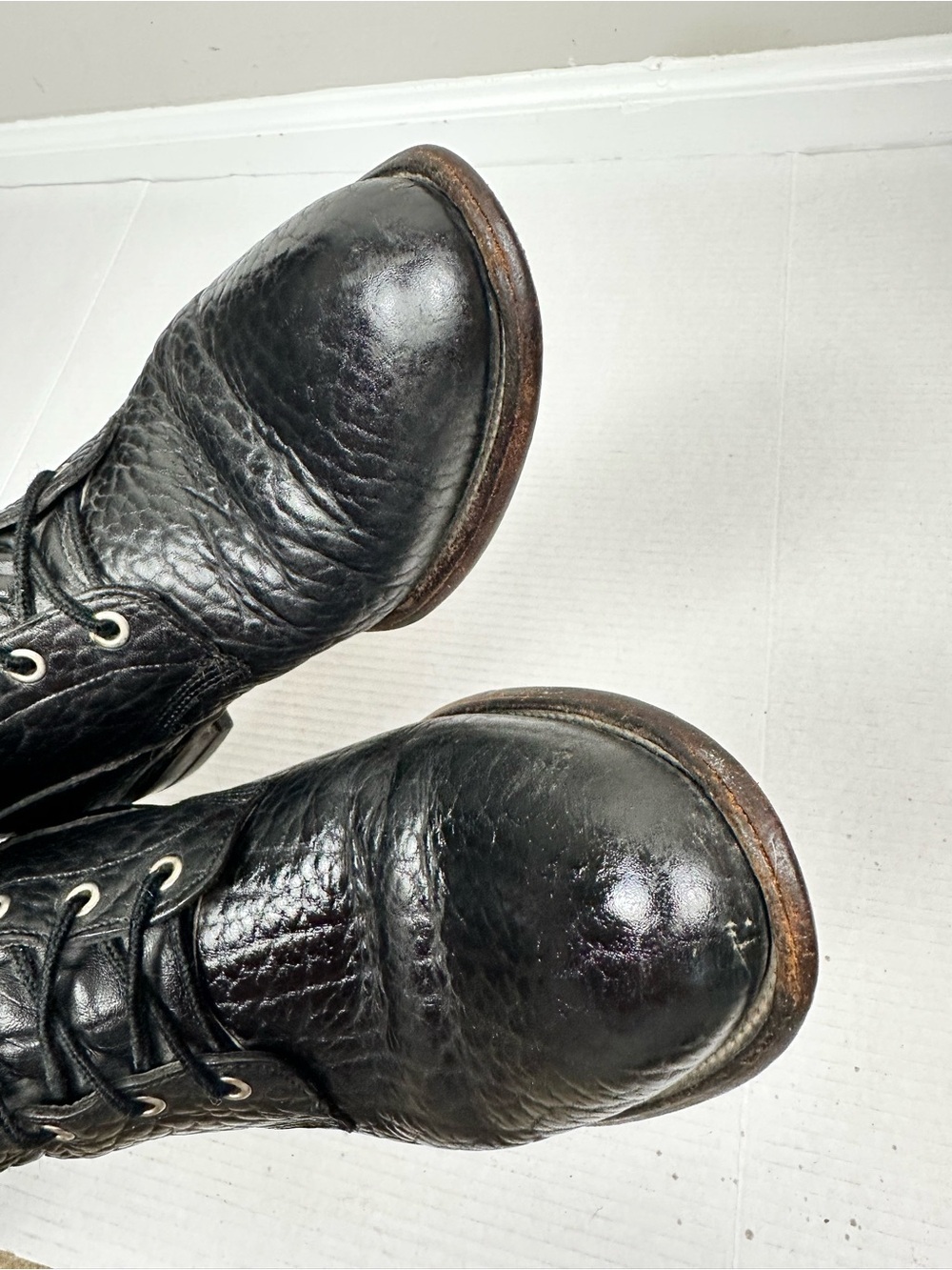 Justin 522 Black Leather Lace Up Western Boots Men’s Size 9.5 EE - Picture 10 of 13
